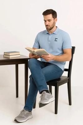 Sky Blue Polo Shirt for Men - Premium Cotton Comfort for Smart Casual Style