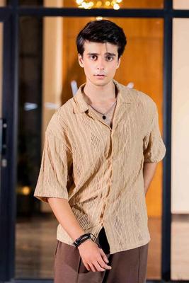 Beige Cream Textured Shirt for Effortless Style and Comfort